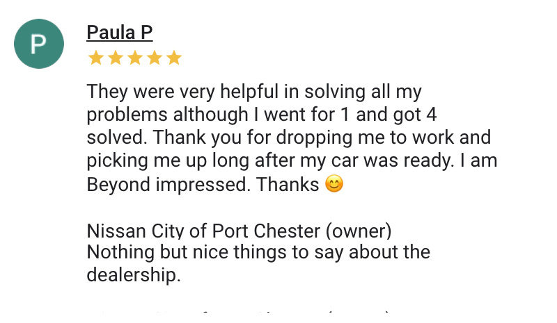 Google Reviews for Nissan City of Port Chester