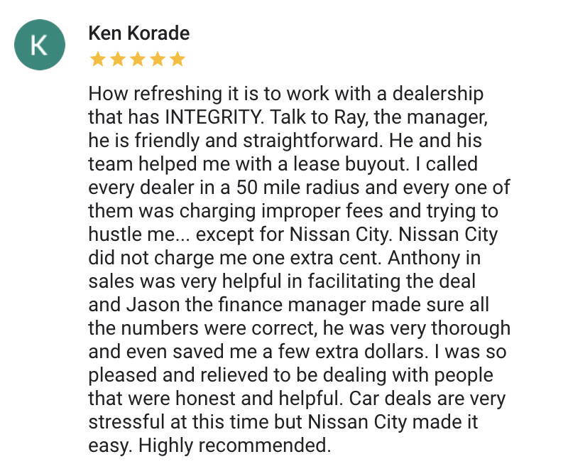 Google Reviews for Nissan City of Port Chester