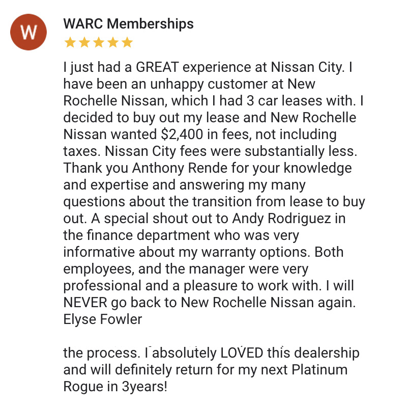 Google Reviews for Nissan City of Port Chester