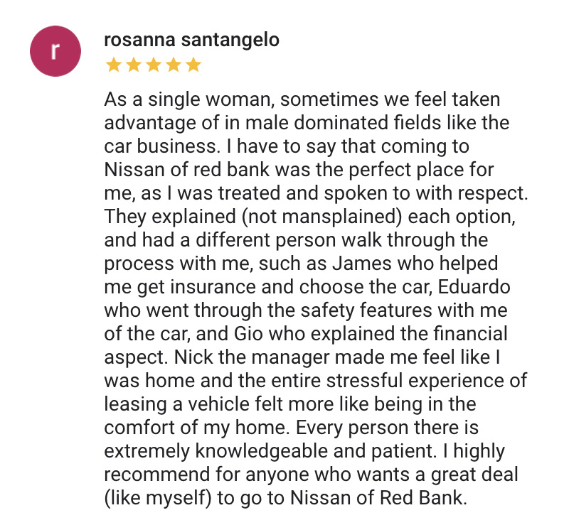 Google Reviews for Nissan City of Red Bank