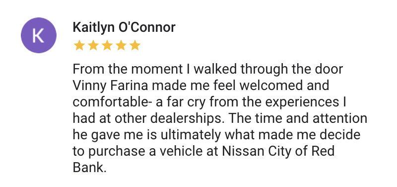 Google Reviews for Nissan City of Red Bank